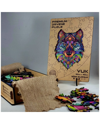 Drvena Puzla Vuk – Premium Drvena Slagalica | Gift of Woods