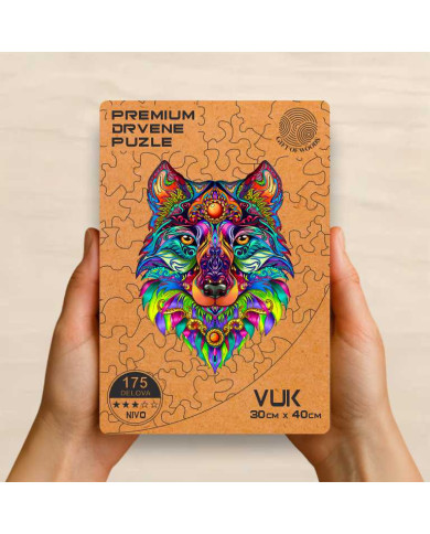 Drvena Puzla Vuk – Premium Drvena Slagalica | Gift of Woods