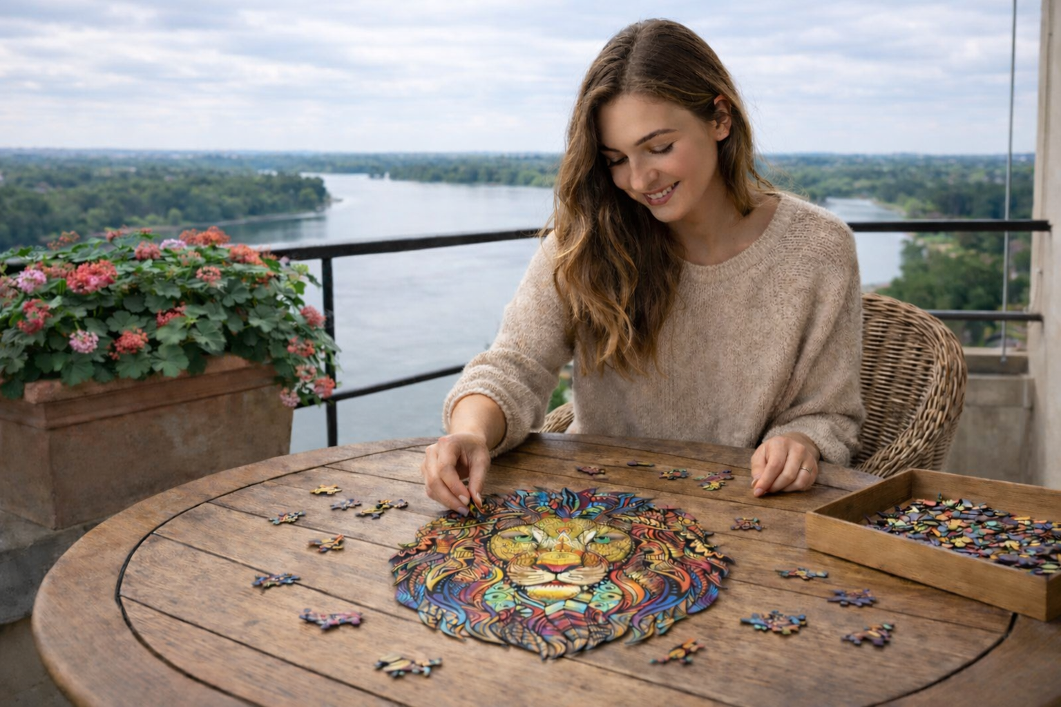 Drvena puzla Lav slaganje