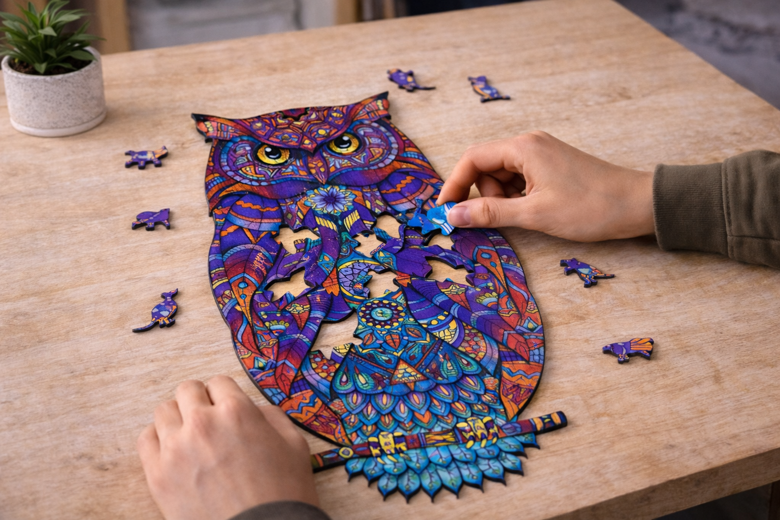 Drvena puzla Sova slaganje