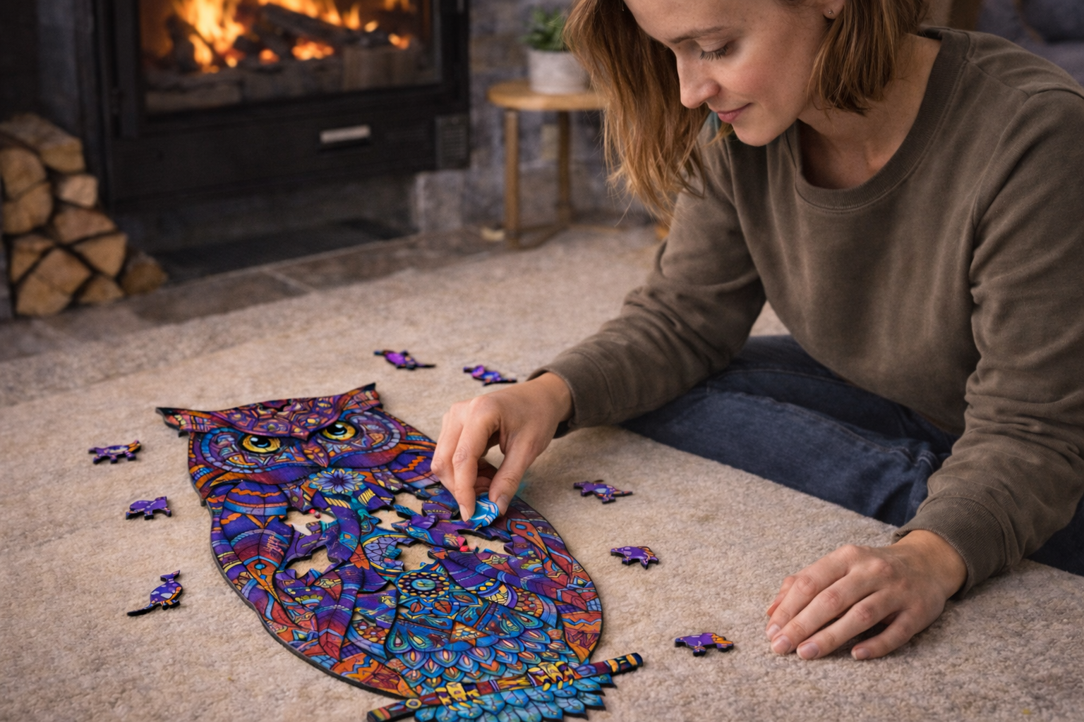 Drvena puzla Sova detalji