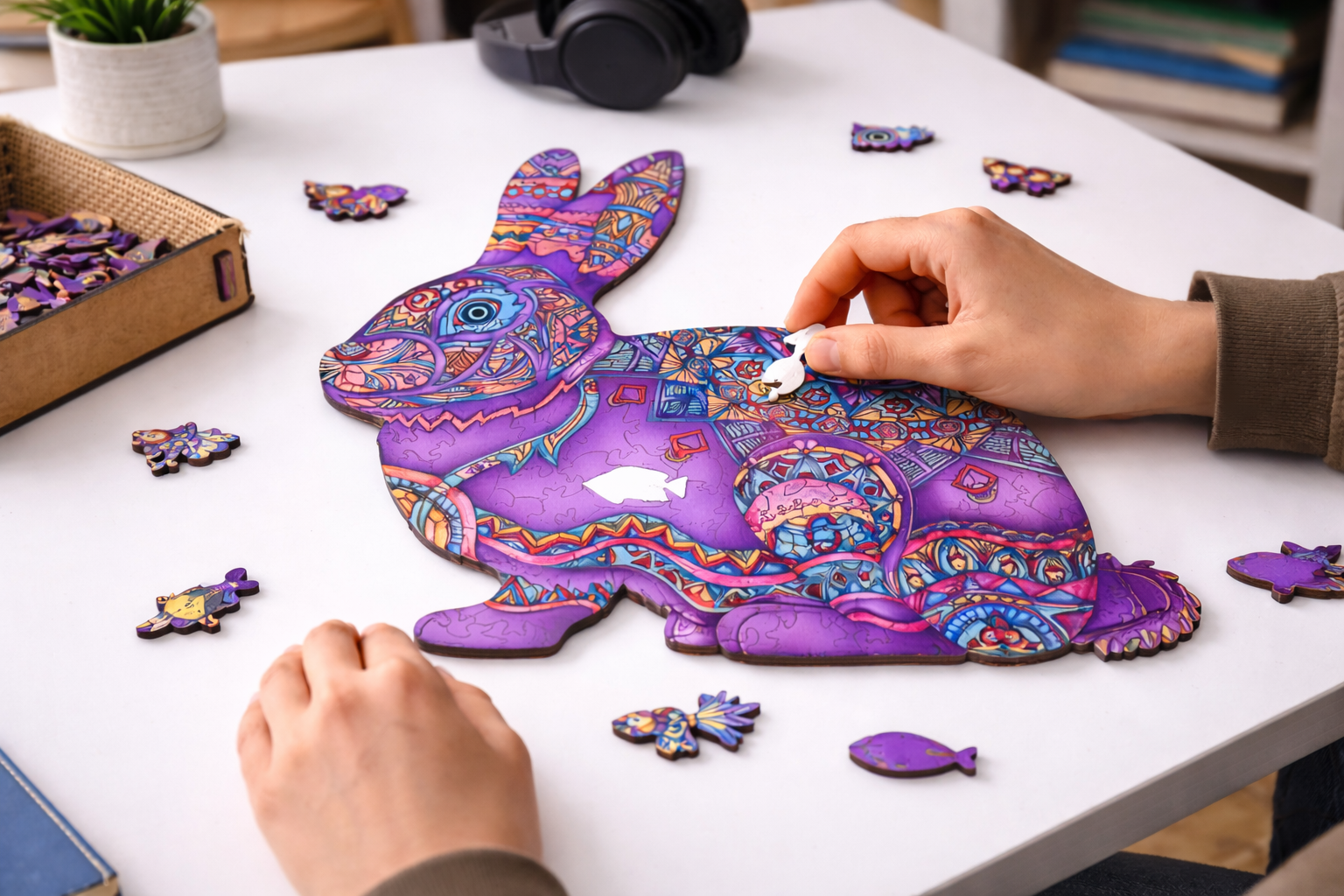 Drvena puzla Zec detalji